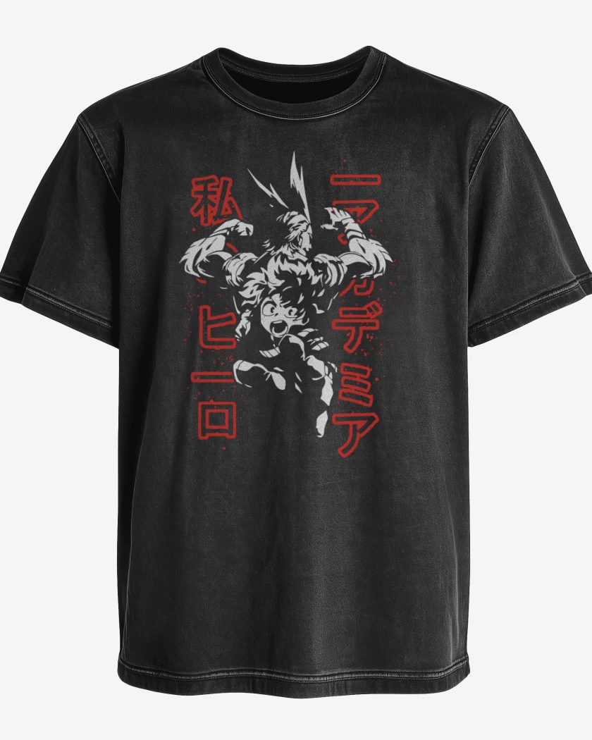 Polera desgastada Negro de Boku no hero 2