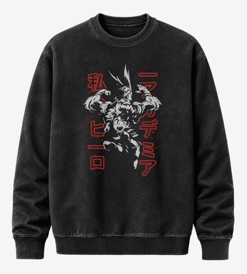 Poleron Polo Acid Wash Negro de Boku no hero 2