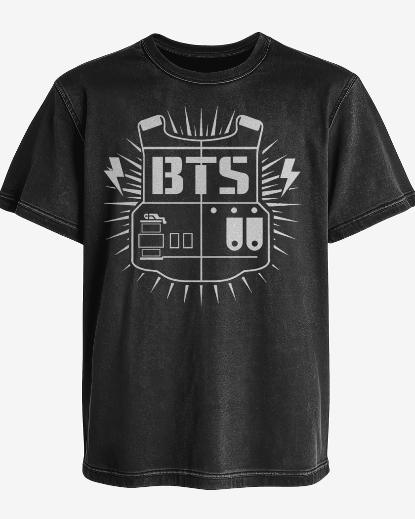 Polera desgastada Negro de Bts