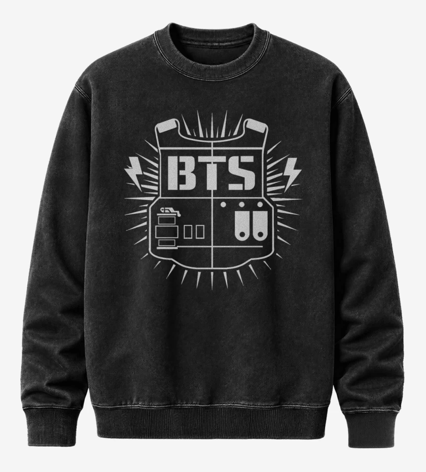 Poleron Polo Acid Wash Negro de Bts