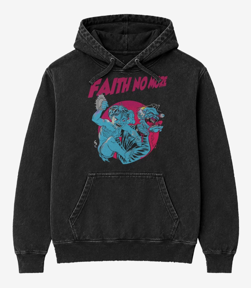 Poleron Canguro Acid Wash Negro de Faith No more