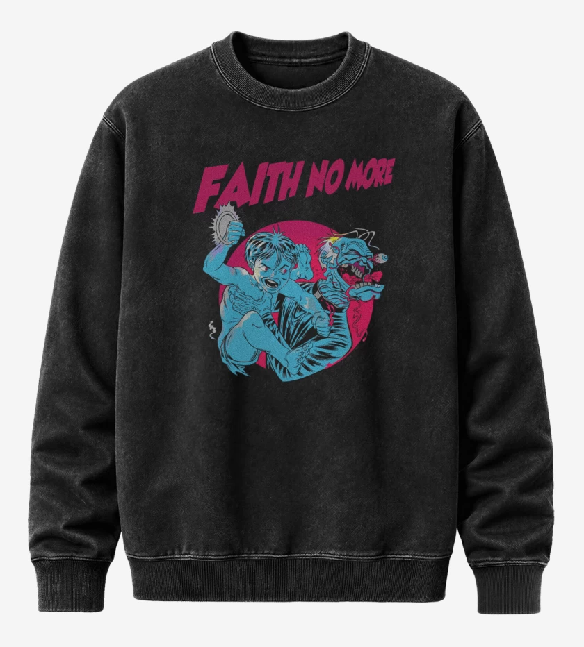 Poleron Polo Acid Wash Negro de Faith No more