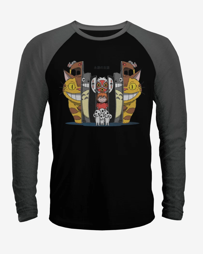 Polera Raglan Negro / Negro Heather de ghibli
