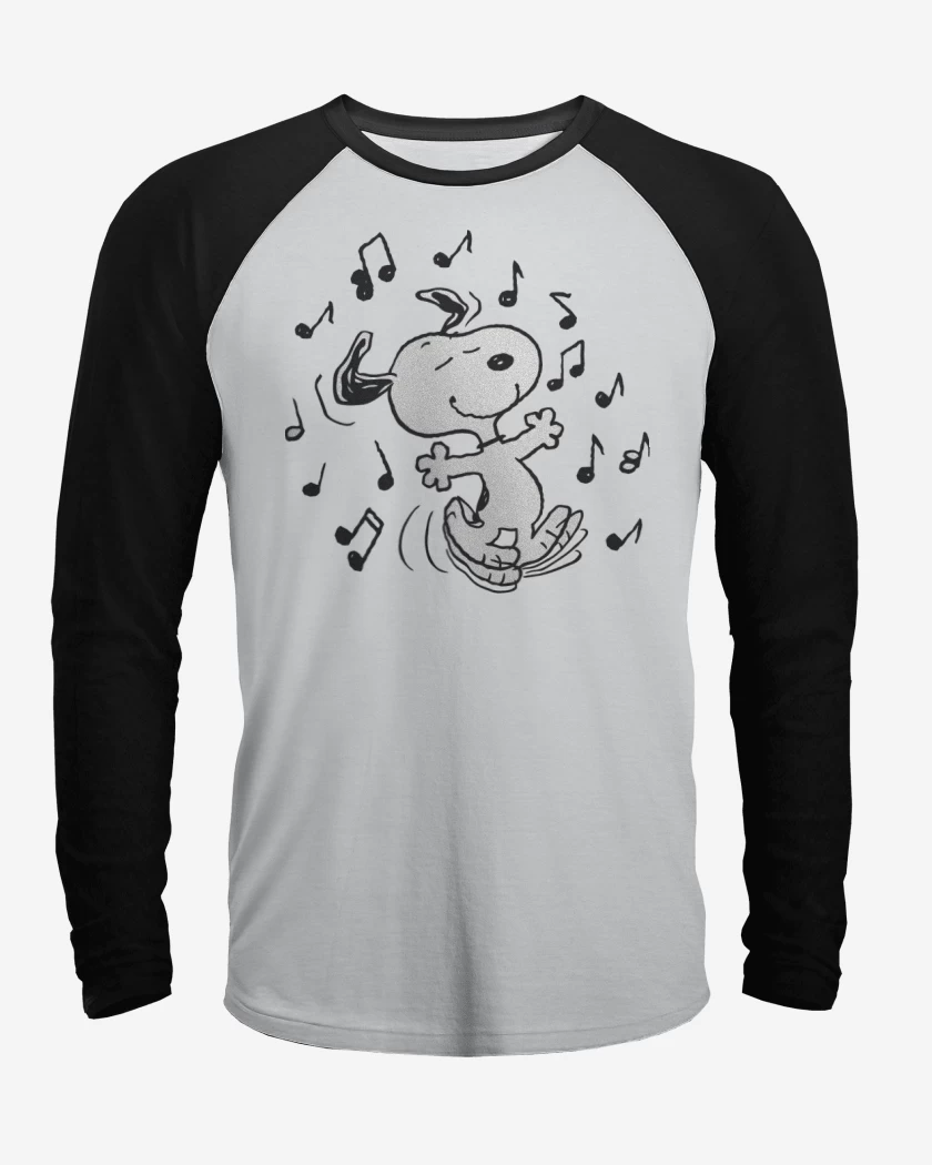 Polera Raglan Blanco / Negro de Snoopy