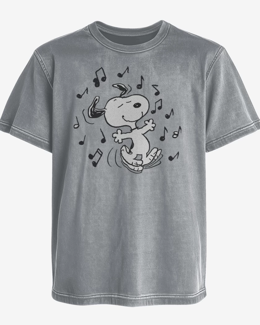 Polera desgastada Gris Melange de Snoopy