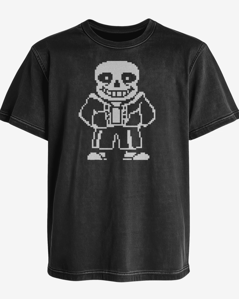 Polera desgastada Negro de Undertale 1