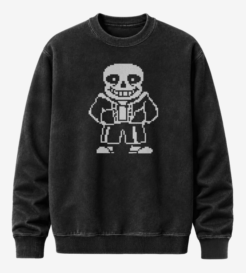 Poleron Polo Acid Wash Negro de Undertale 1