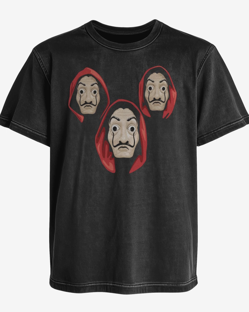 Polera desgastada Negro de La casa de papel 2