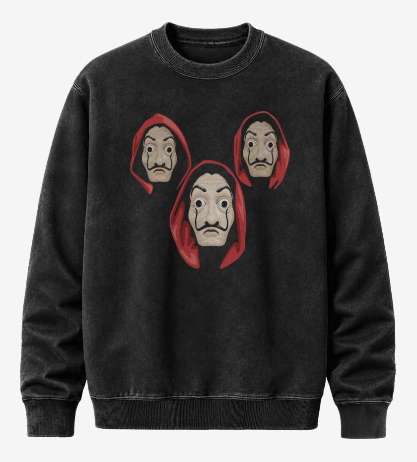 Poleron Polo Acid Wash Negro de La casa de papel 2