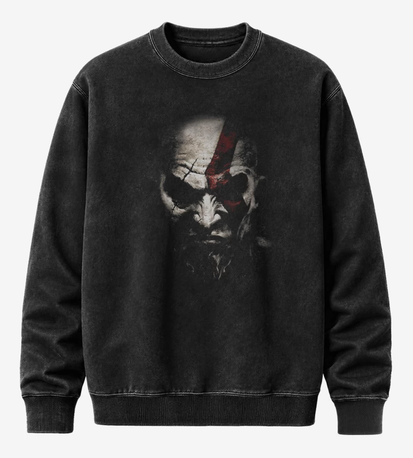 Poleron Polo Acid Wash Negro de kratos sombra