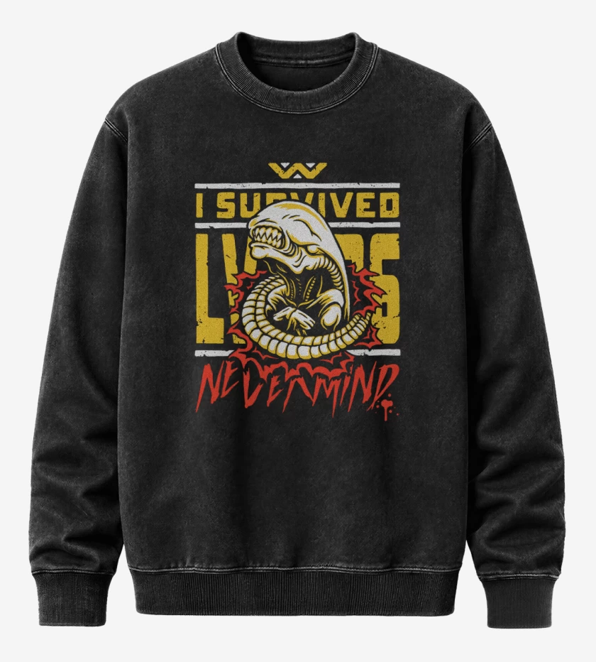 Poleron Polo Acid Wash Negro de I Survived alien