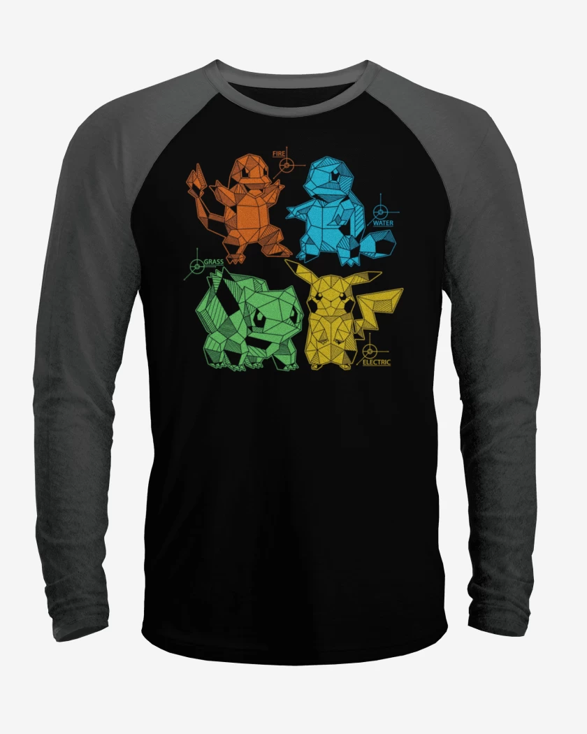 Polera Raglan Negro / Negro Heather de pokemoncillos