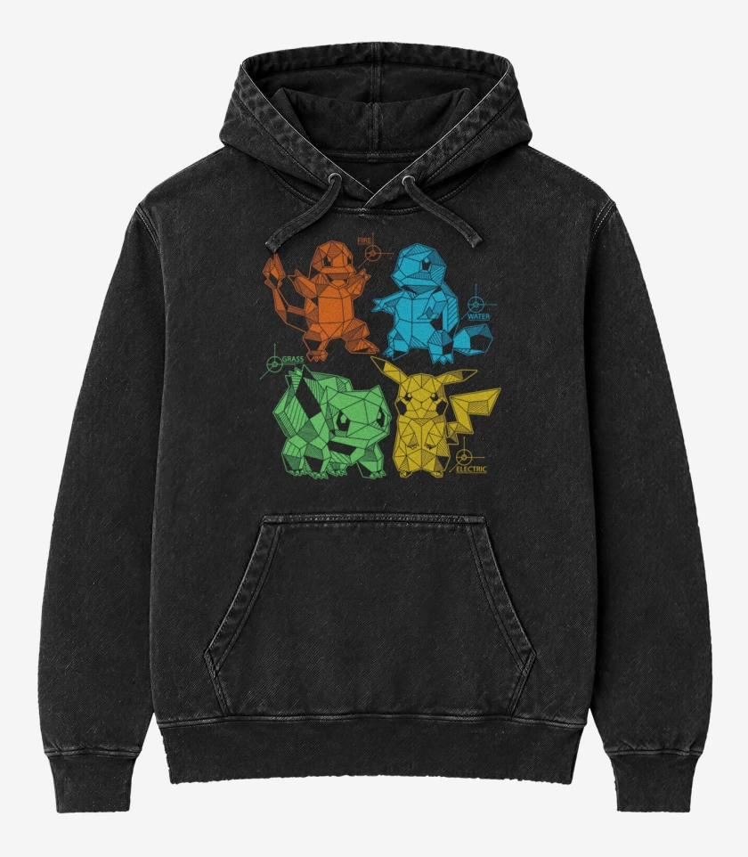 Poleron Canguro Acid Wash Negro de pokemoncillos