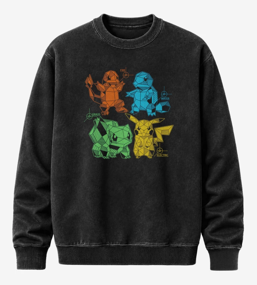 Poleron Polo Acid Wash Negro de pokemoncillos