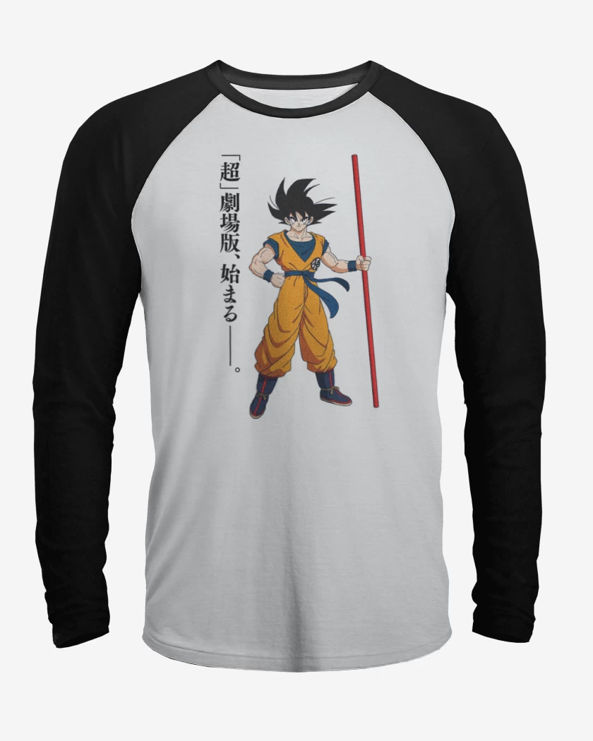 Polera Raglan Blanco / Negro de new goku