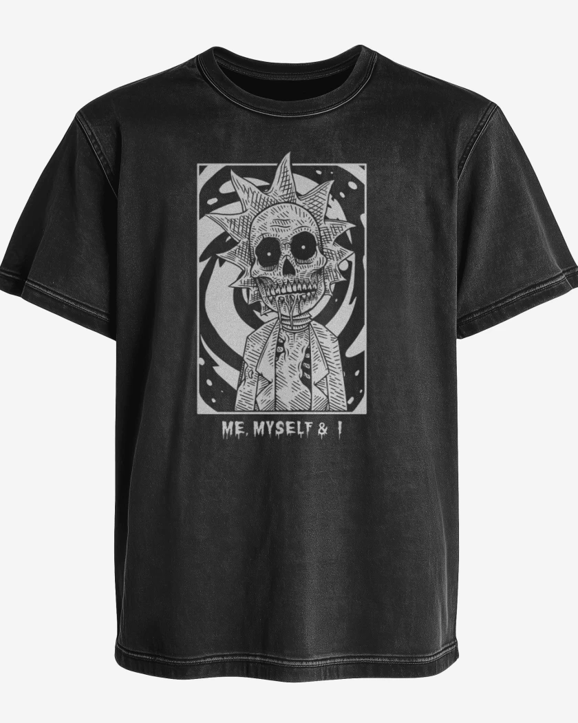 Polera desgastada Negro de Rick my self
