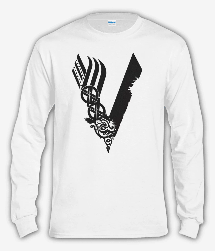 Polera manga larga Blanco de Vikings negro