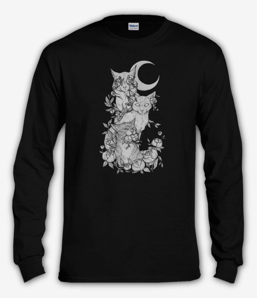 Polera manga larga Negro de Gatos 2