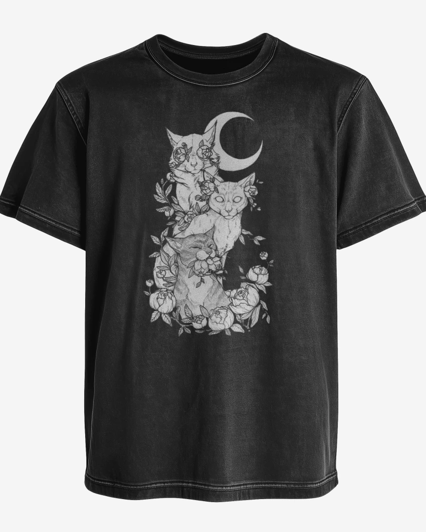 Polera desgastada Negro de Gatos 2