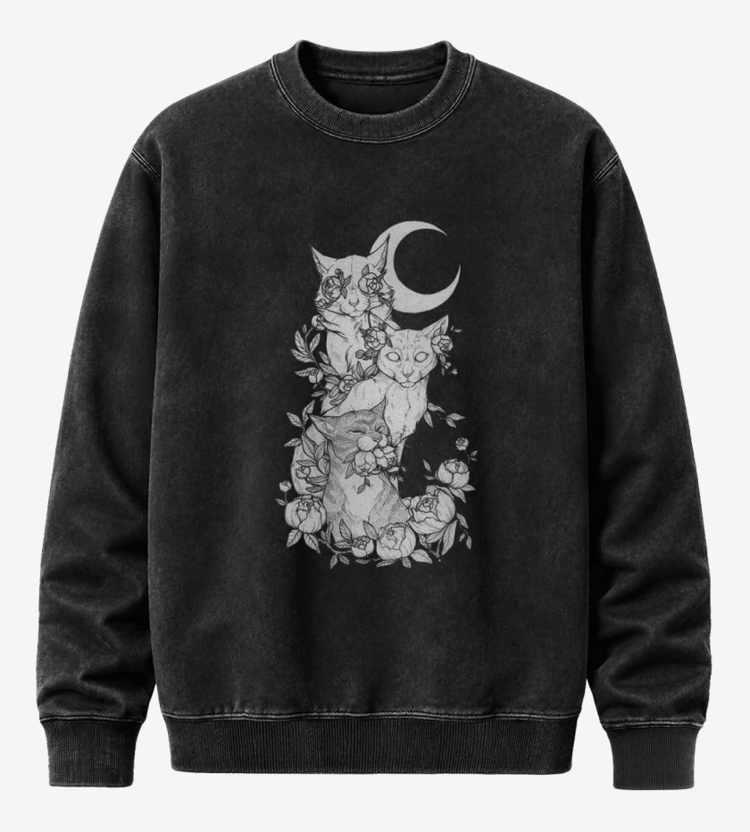 Poleron Polo Acid Wash Negro de Gatos 2