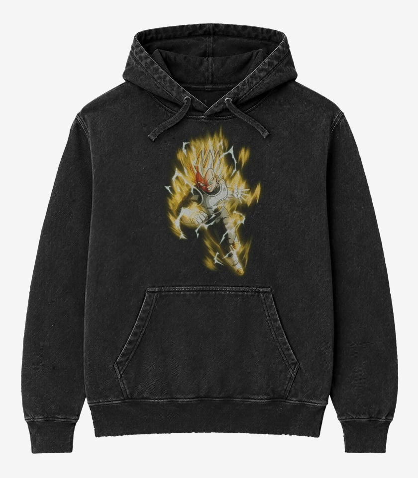 Poleron Canguro Acid Wash Negro de Vegeta dbs