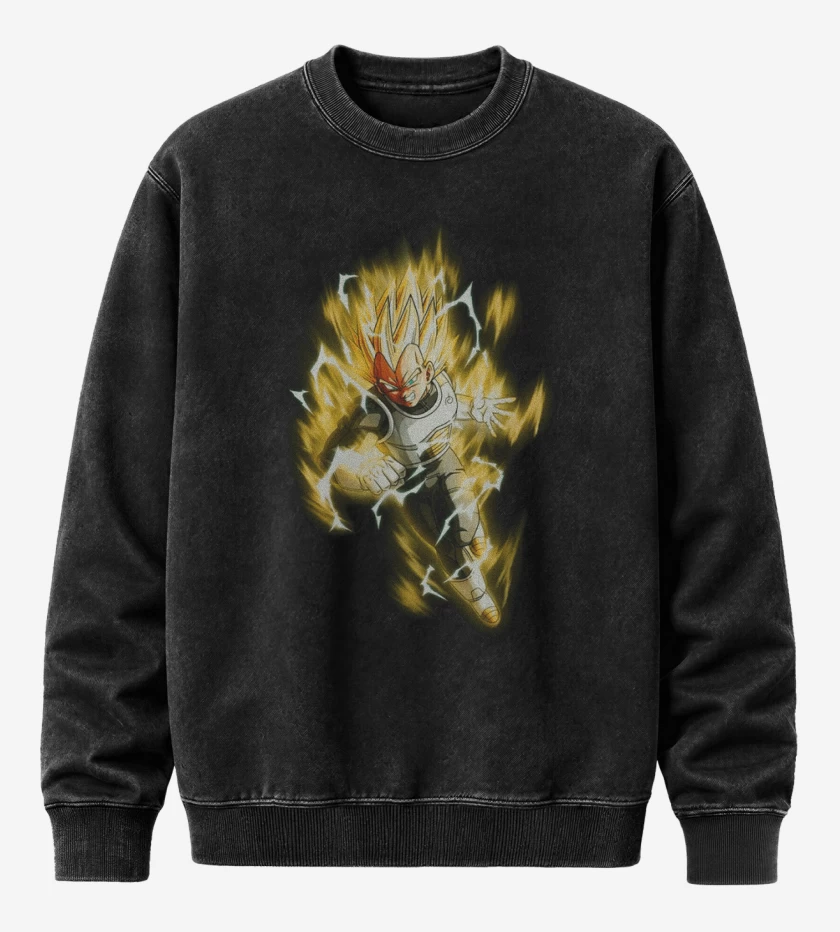 Poleron Polo Acid Wash Negro de Vegeta dbs