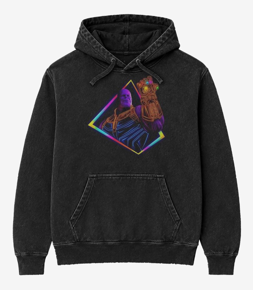 Poleron Canguro Acid Wash Negro de Thanos ultimate