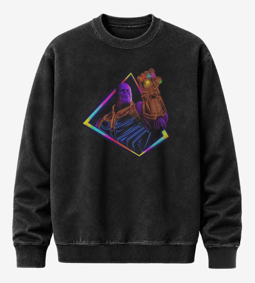 Poleron Polo Acid Wash Negro de Thanos ultimate