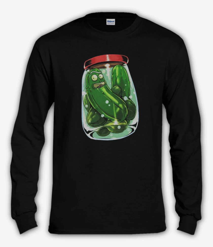 Polera manga larga Negro de Pickle rick 2