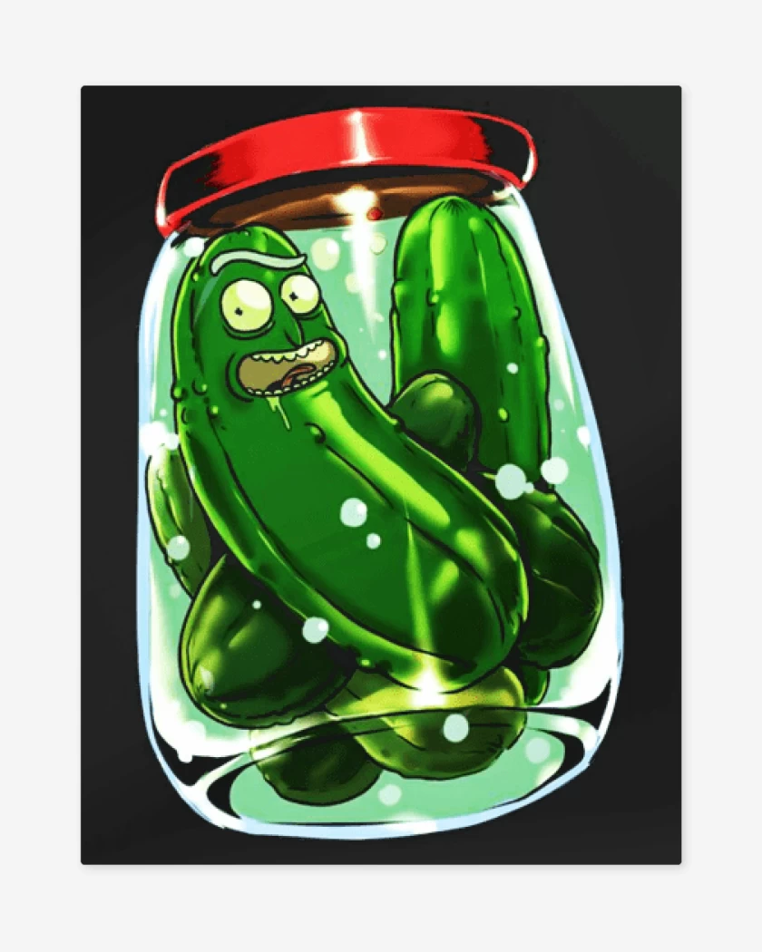 Print metalico Negro de Pickle rick 2