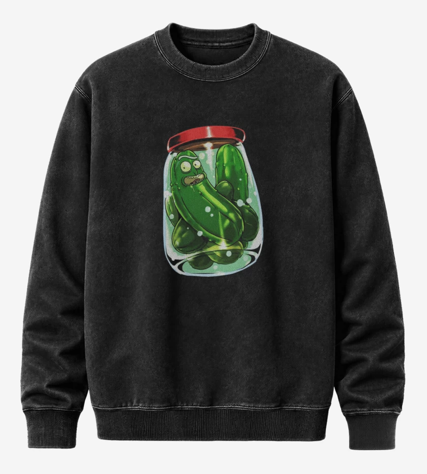 Poleron Polo Acid Wash Negro de Pickle rick 2
