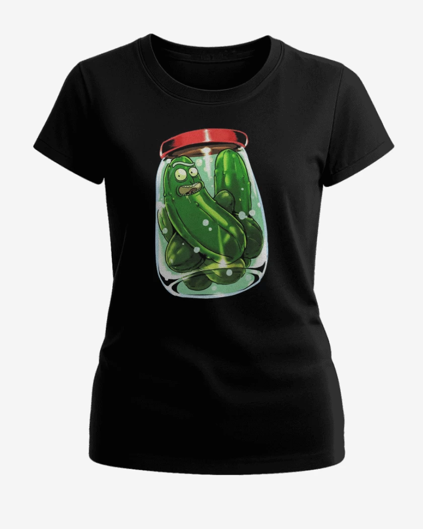 Polera de Mujer Negro de Pickle rick 2