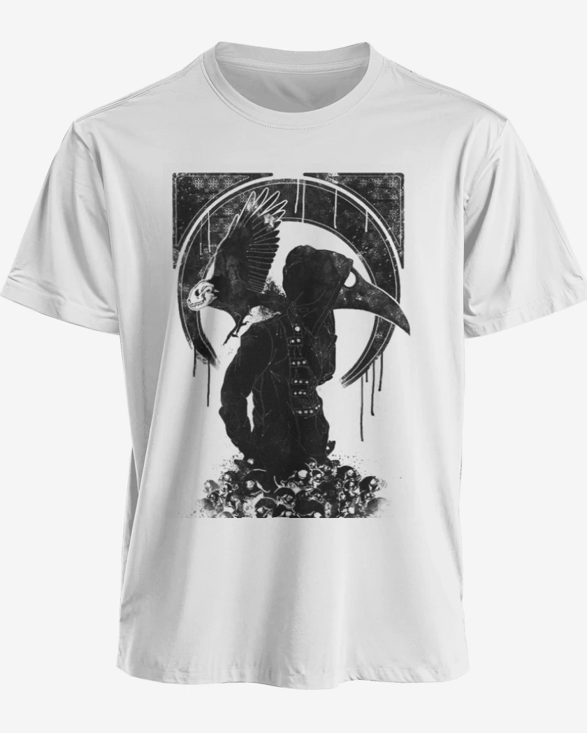 Polera premium Blanco de Medico de la peste negra 