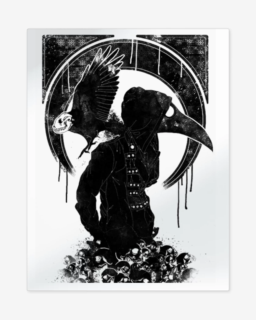 Print metalico Blanco de Medico de la peste negra 