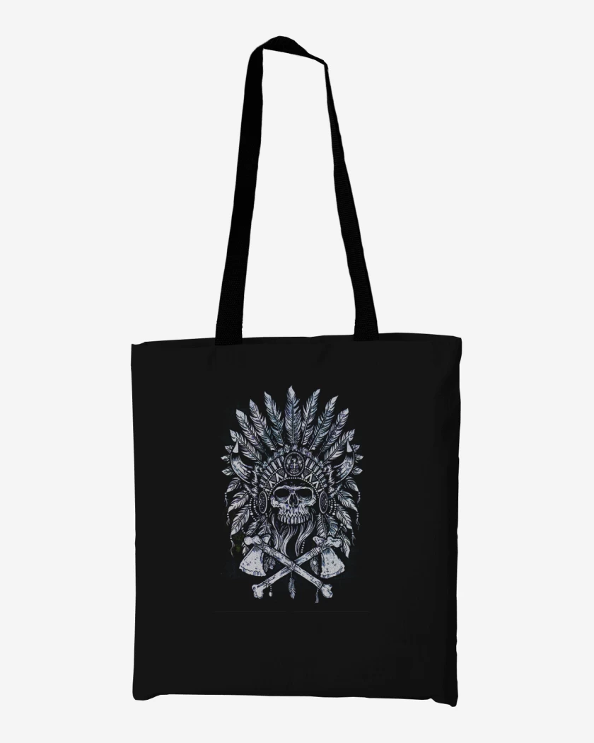 Totebag Negro de Indian skull 3