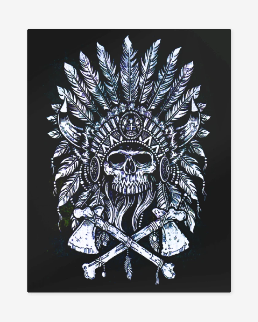Print metalico Negro de Indian skull 3