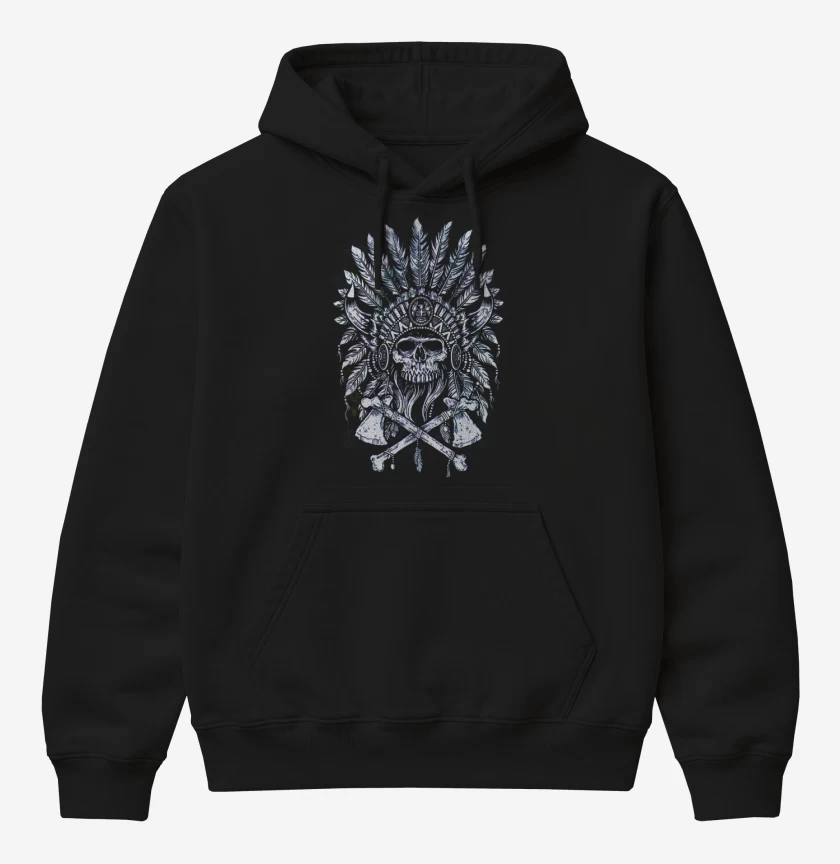 Poleron Canguro básico Negro de Indian skull 3