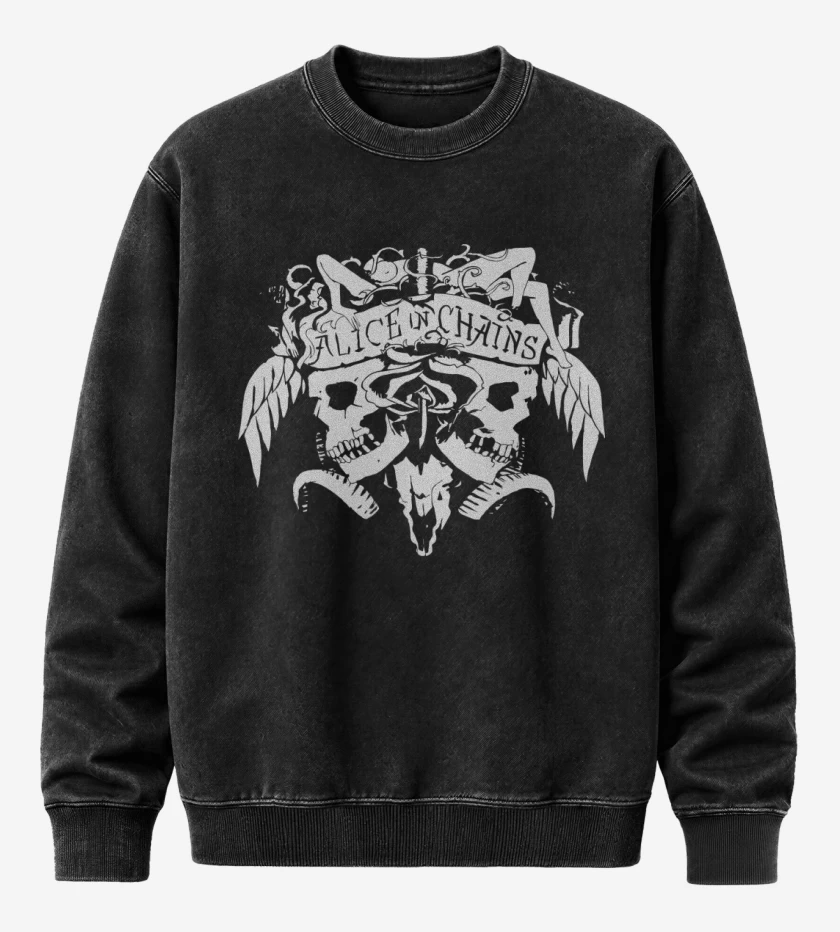 Poleron Polo Acid Wash Negro de Alice In Chains