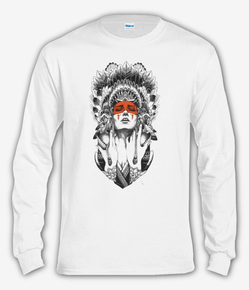 Polera manga larga Blanco de india 