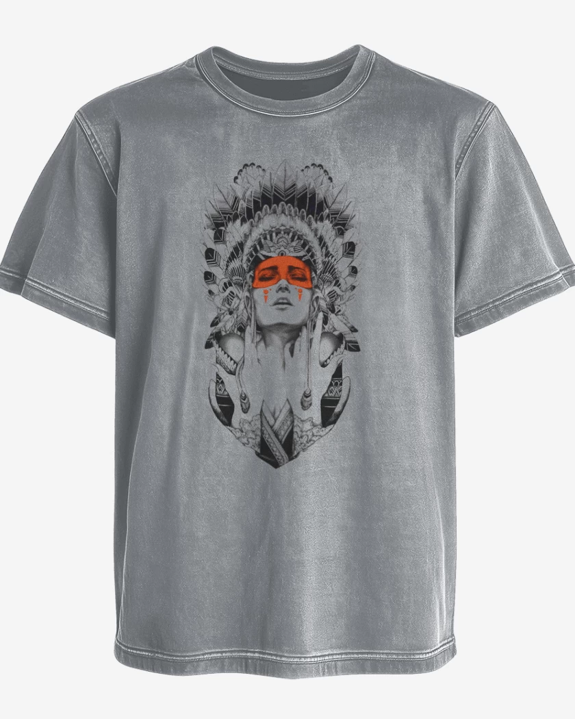 Polera desgastada Gris Melange de india 