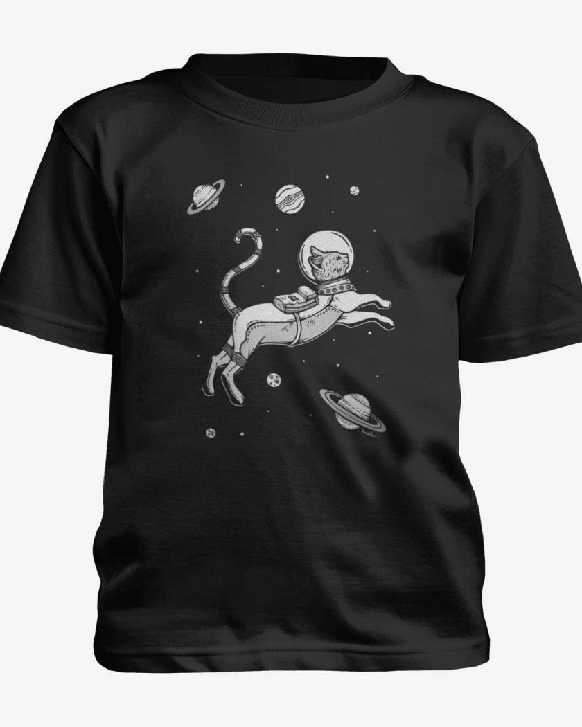 Polera de niño gato espacio