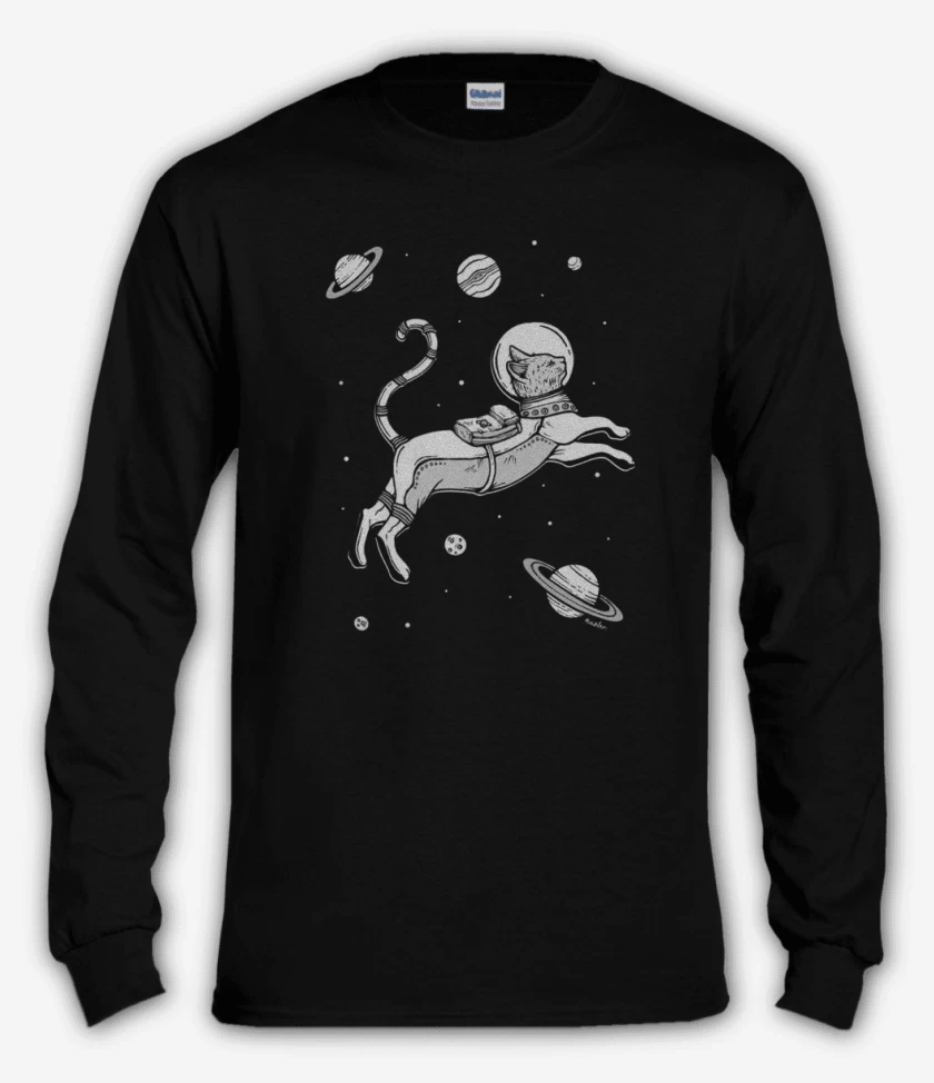 Polera manga larga Negro de gato espacio