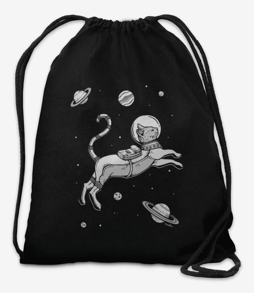 Mochila Negro de gato espacio