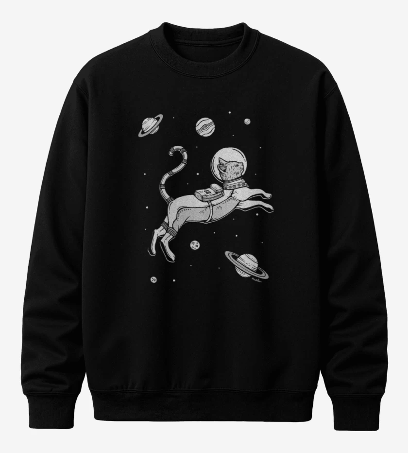 Poleron polo Negro de gato espacio