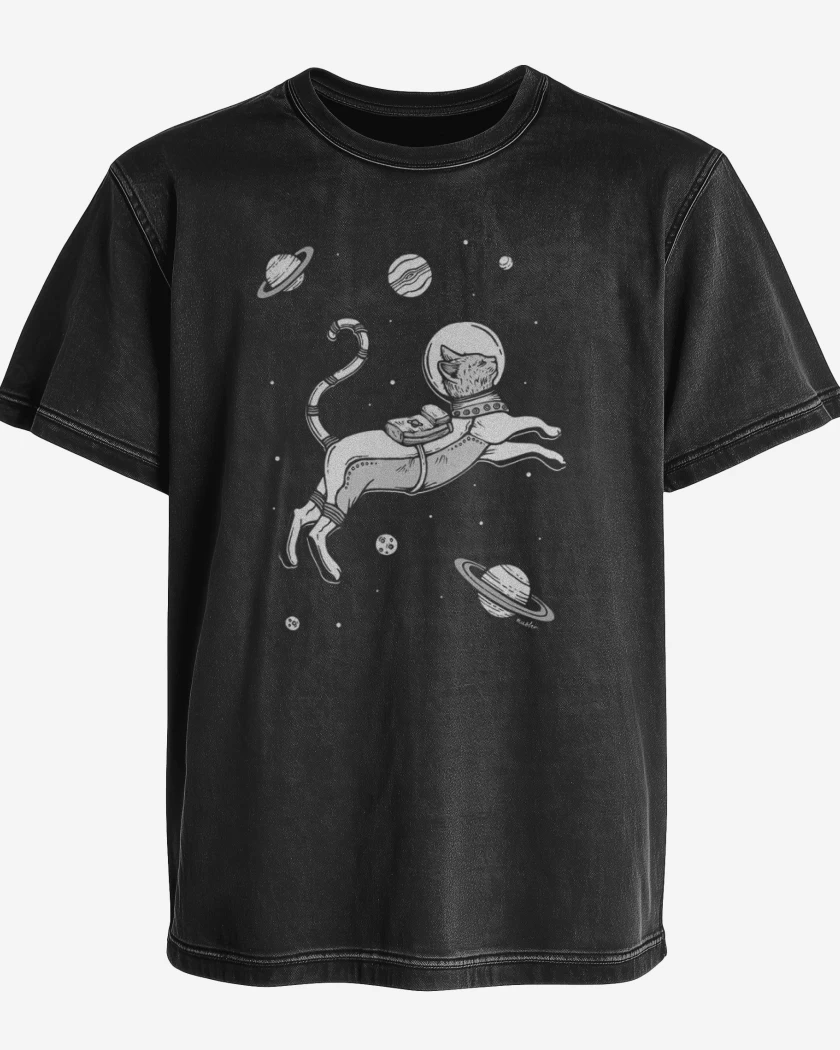Polera desgastada Negro de gato espacio