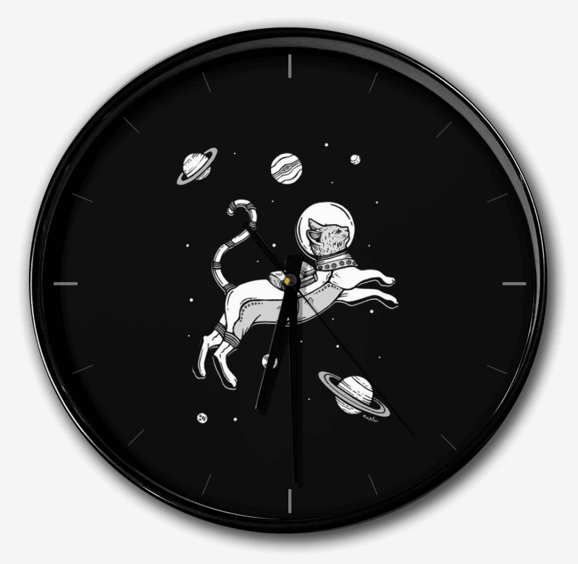 Reloj Negro de gato espacio