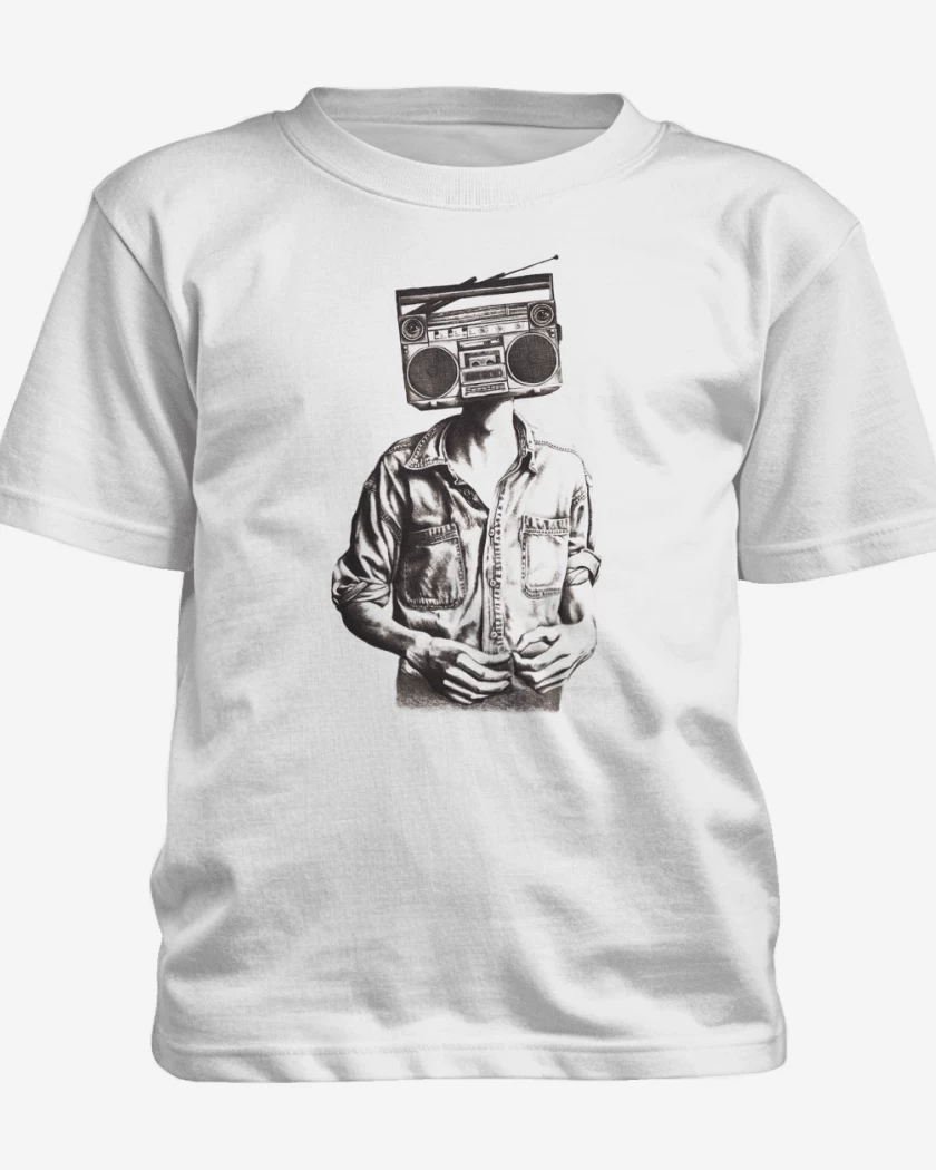 Polera de niño Blanco de Cabeza de radio