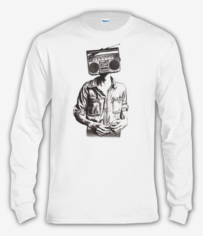 Polera manga larga Blanco de Cabeza de radio