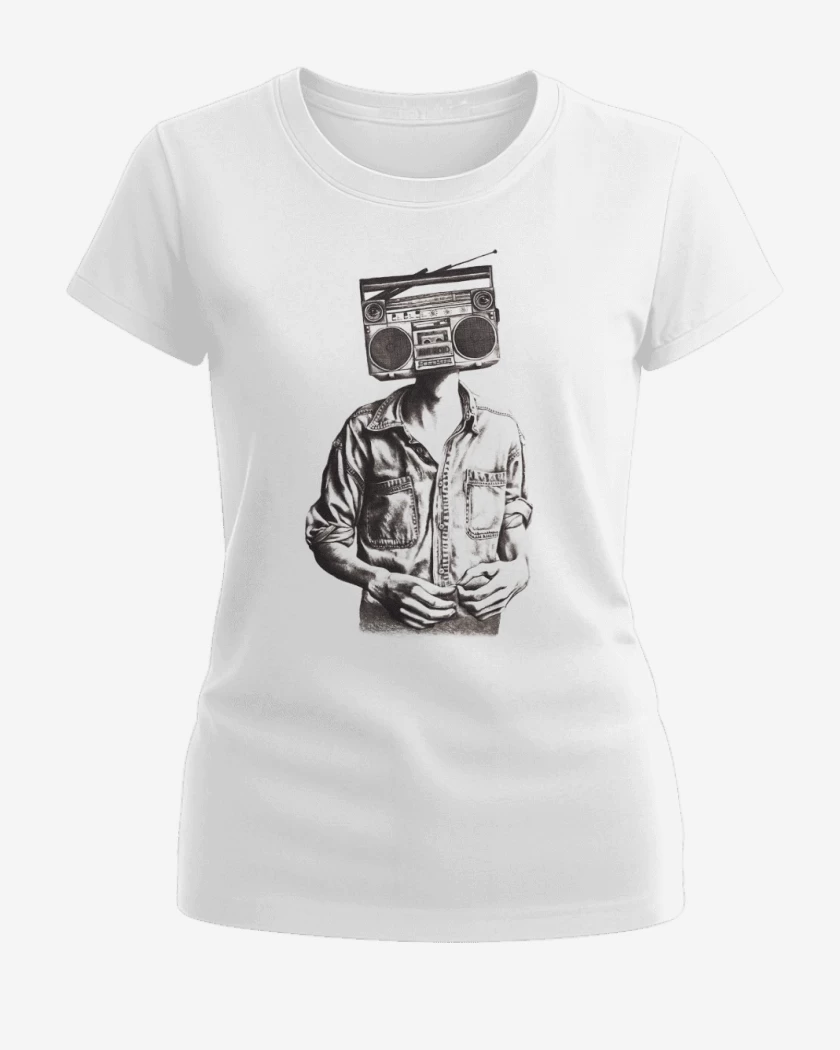 Polera de Mujer Blanco de Cabeza de radio