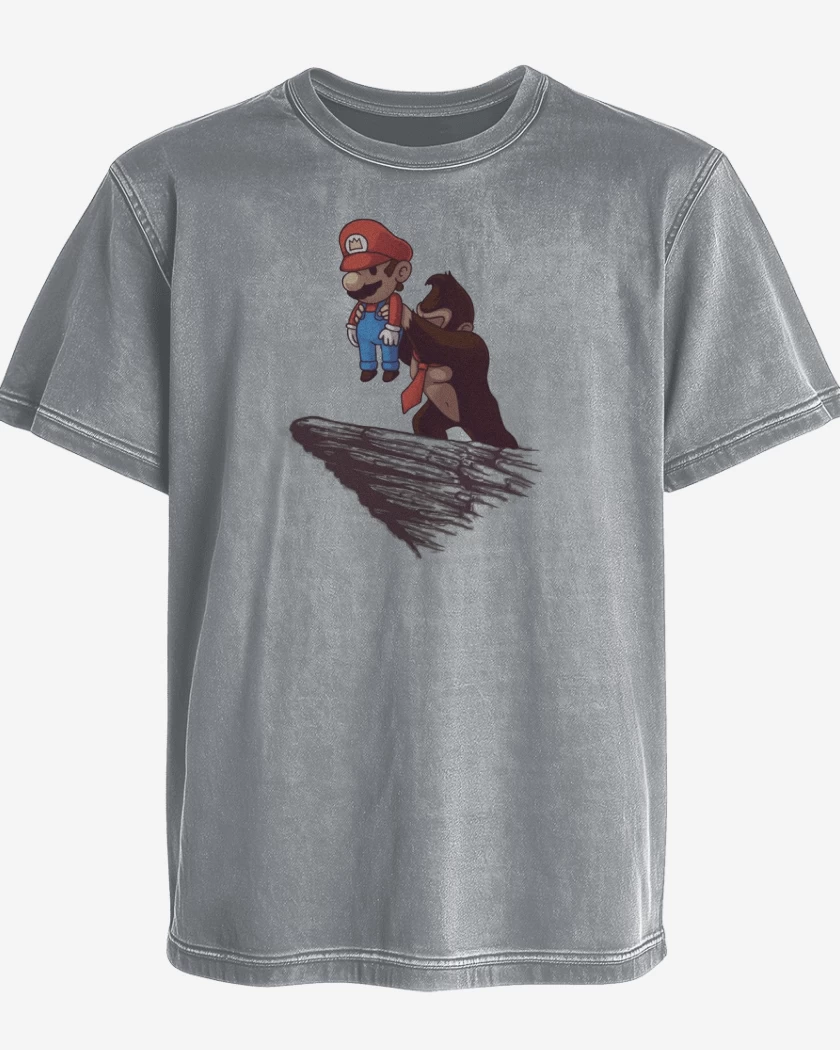 Polera desgastada Gris Melange de Super bigote Don King 